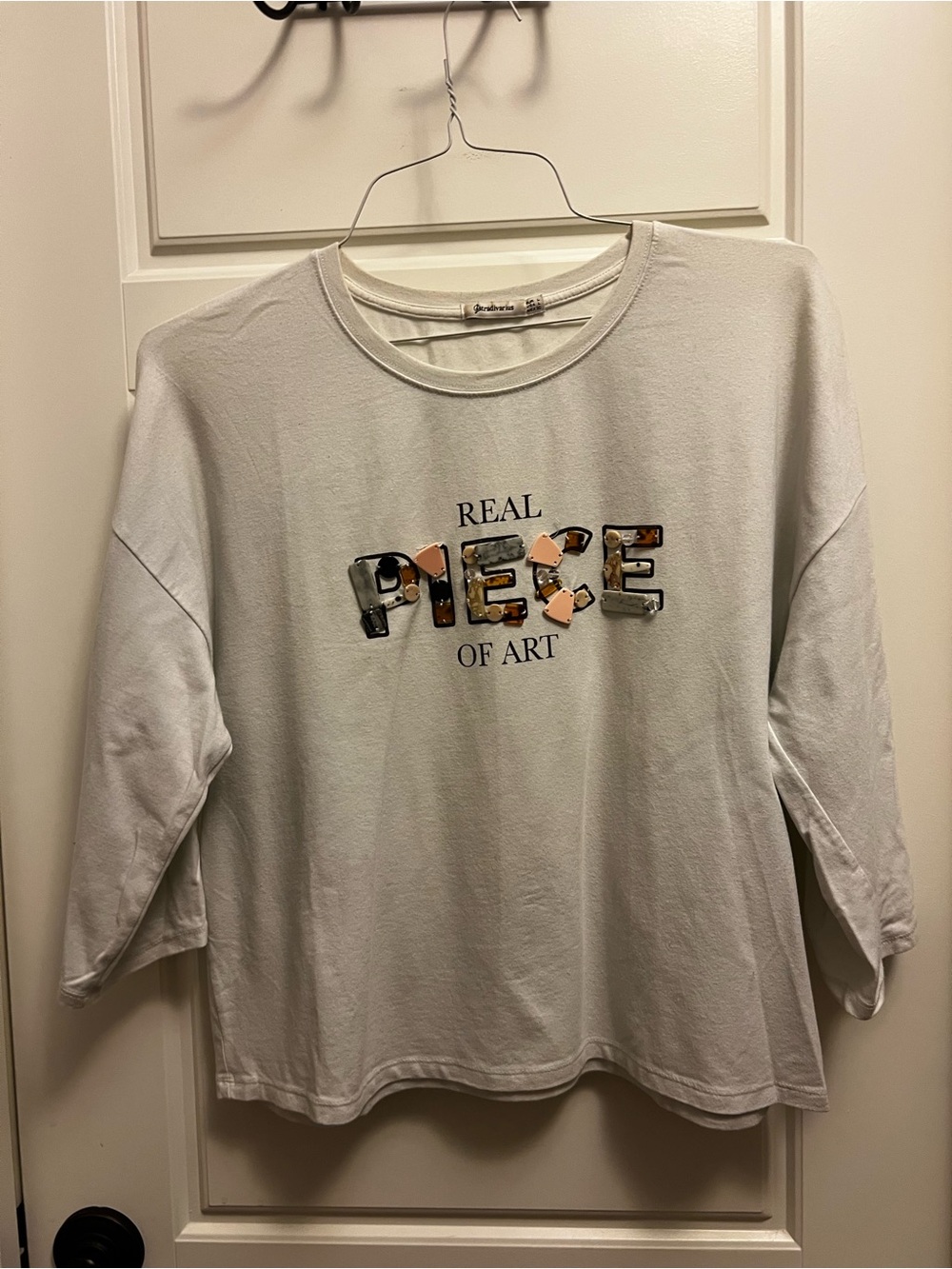 stradivarius Cream Crewneck Tee